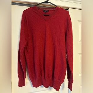 Linea Rosso Signature Red 100% Cashmere V-Neck Sweater Mens Large Preppy Holiday